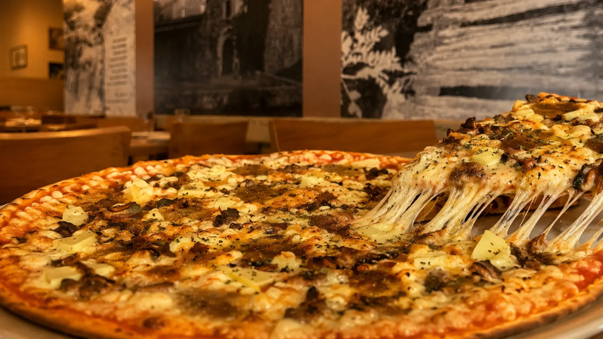 Pizza artesana de Can Florenci amb mozzarella fonent-se